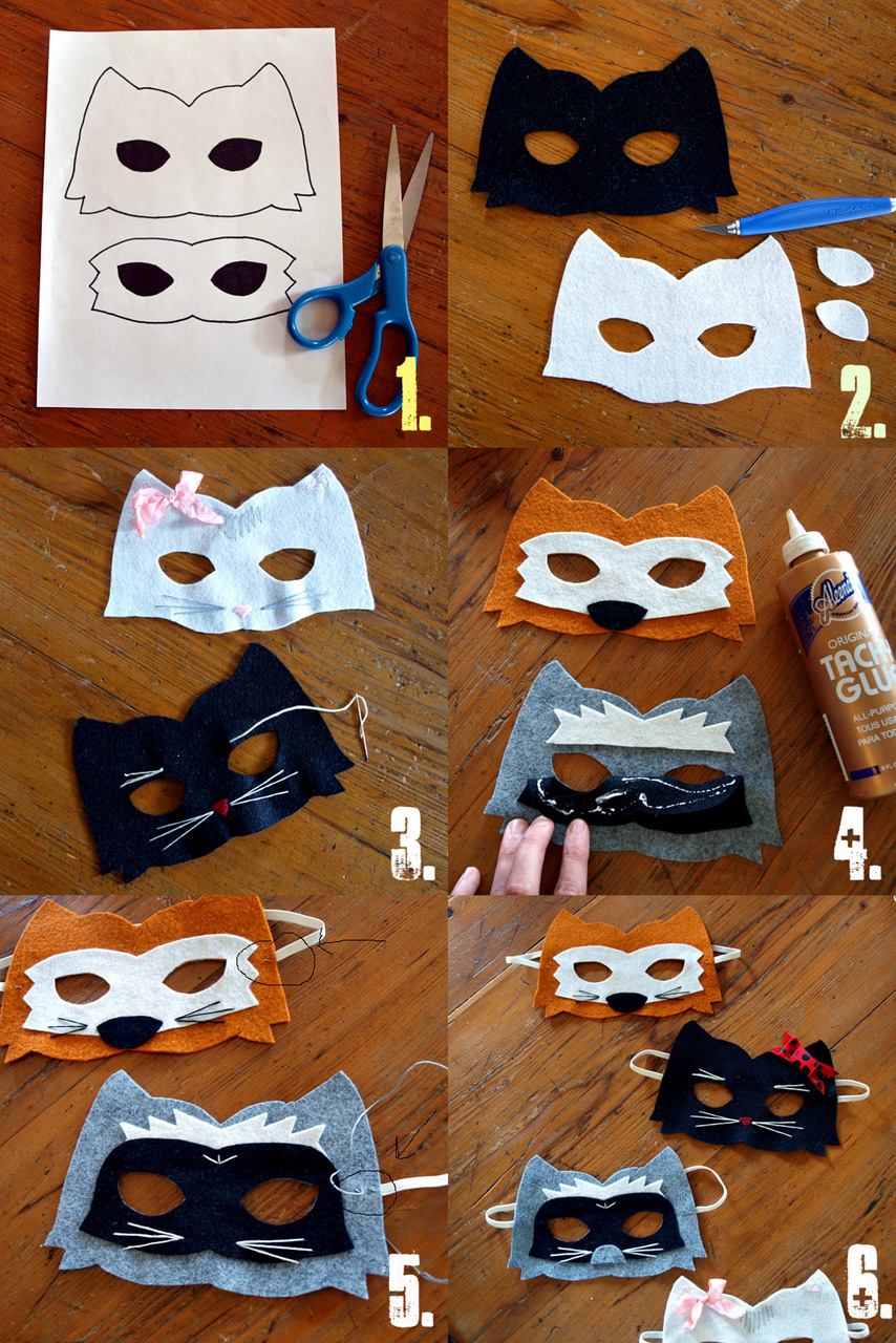 Kitty Raccoon Fox Felt Animal Mask Pattern - Sabrina Alery - The Odd Girl Hop (2)